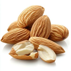 Premium raw whole almonds with a crisp texture and light brown skin